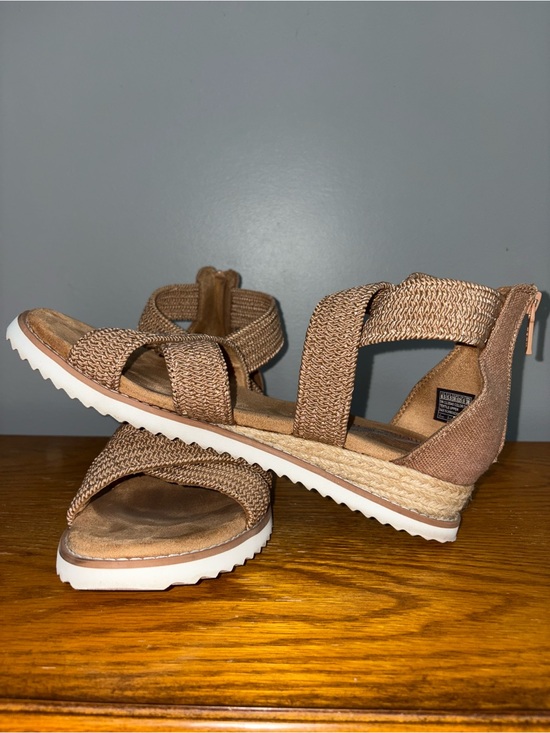 Skechers Shoes - BOBS from Sketchers Woven Strappy Platform Espadrille Sandals Tan Taupe Size 8.5